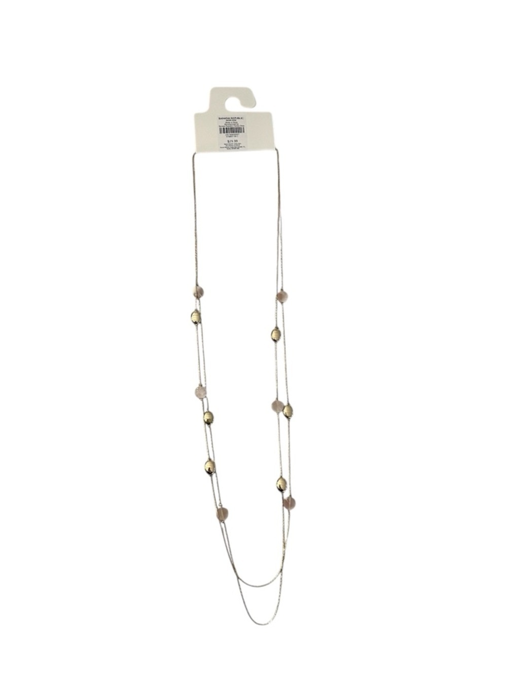 Banana Republic Women's Gold & Pink 2-strand Tiered Long Chain Necklace NWT